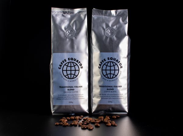 Caffe Equator Trad Italian coffee beans and ground 250g