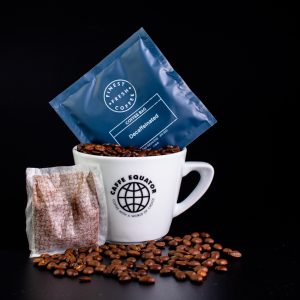 decaffeinated filter coffee bag with caffe Equator cup